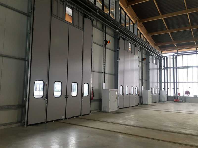 Porte pliante industrielle efa-sft therm / automatique / accordéon /  semi-vitré / en métal / isolation thermique
